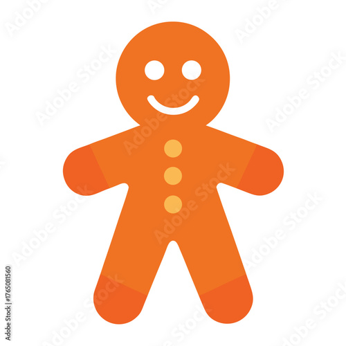 Flat Color Gingerbread Man Logo Simple Festive Vector