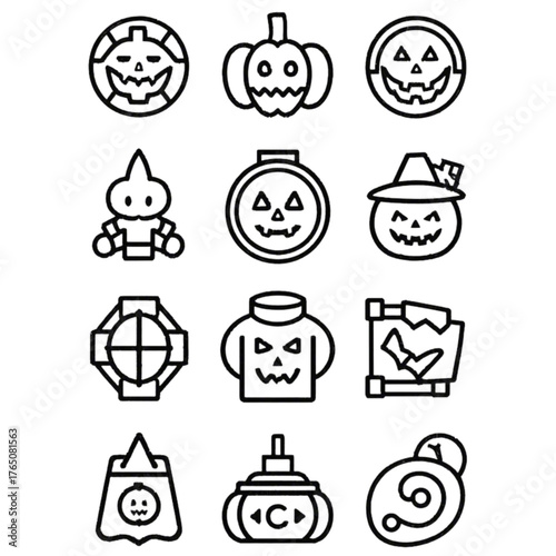 set of halloween icon elements illustrations