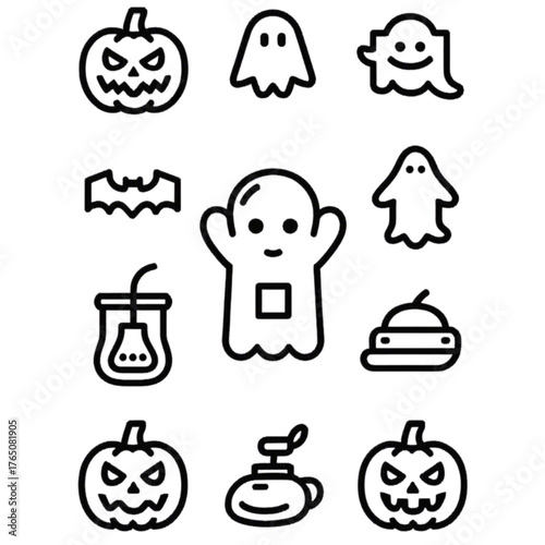 set of halloween icon elements illustrations