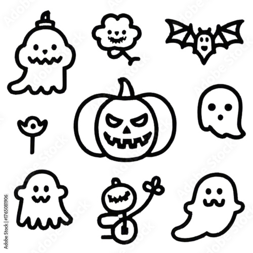 set of halloween icon elements illustrations