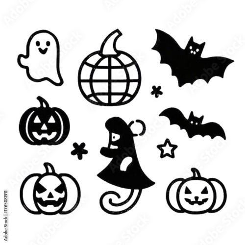 set of halloween icon elements illustrations