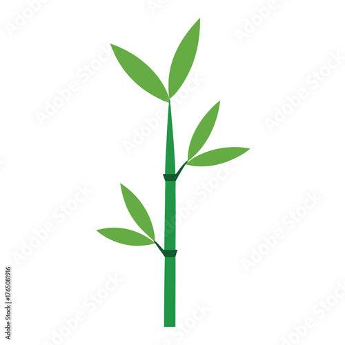 Flat Design Bamboo Branch With Green Leaves Minimal