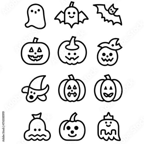 set of halloween icon elements illustrations