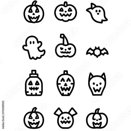 set of halloween icon elements illustrations