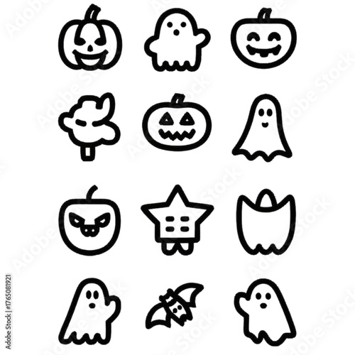 set of halloween icon elements illustrations