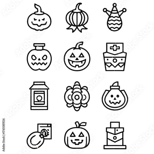 set of halloween icon elements illustrations