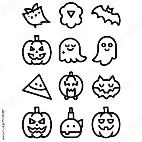 set of halloween icon elements illustrations
