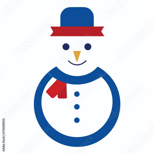 Flat Design Snowman Logo Simple Holiday Character