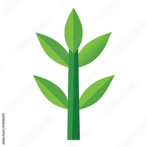 Green Bamboo Leaf Cluster Flat Color Cartoon Illustration