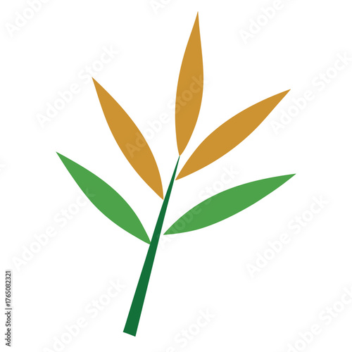 Minimalist Bamboo Ranch Leaf Illustration Flat Color
