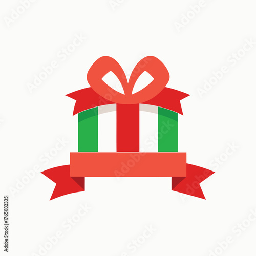 Modern Christmas Gift Ribbon Logo Flat Design Clean