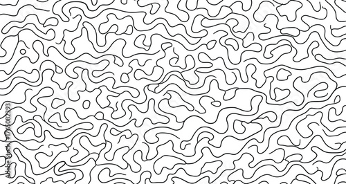 Abstract black and white wavy lines forming a complex pattern silhouette isolated on transparent background