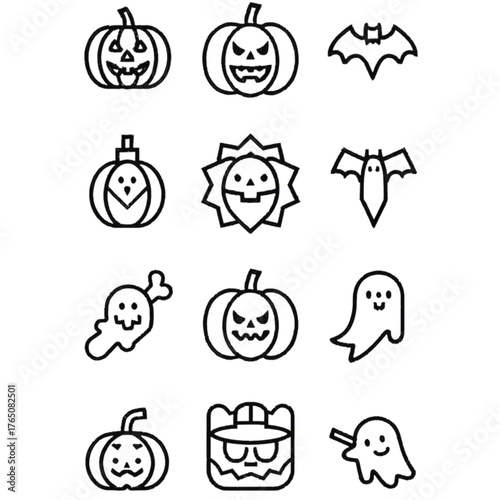 set of halloween icon elements illustrations