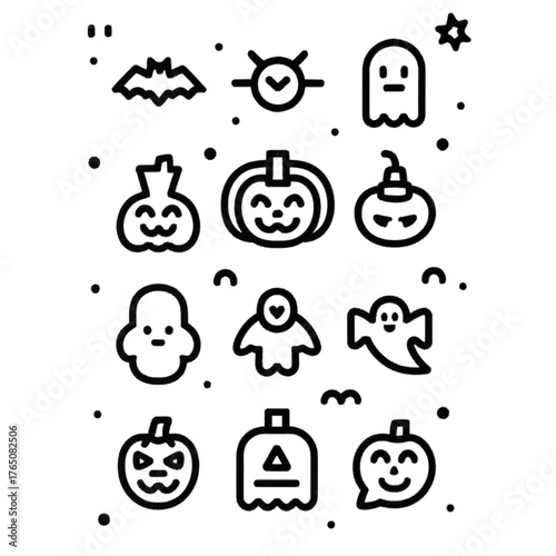 set of halloween icon elements illustrations