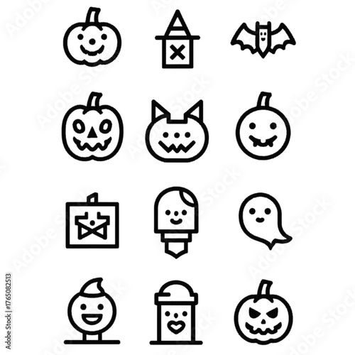 set of halloween icon elements illustrations
