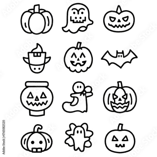 set of halloween icon elements illustrations