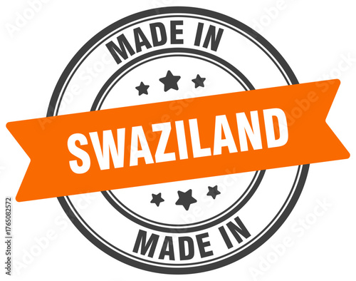 Made in Swaziland round sign. Made in Swaziland stamp.