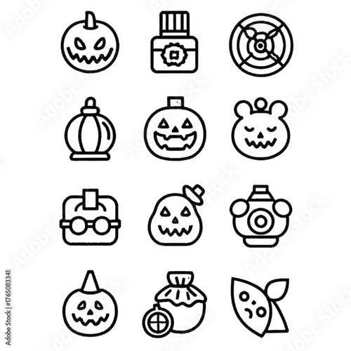 set of halloween icon elements illustrations