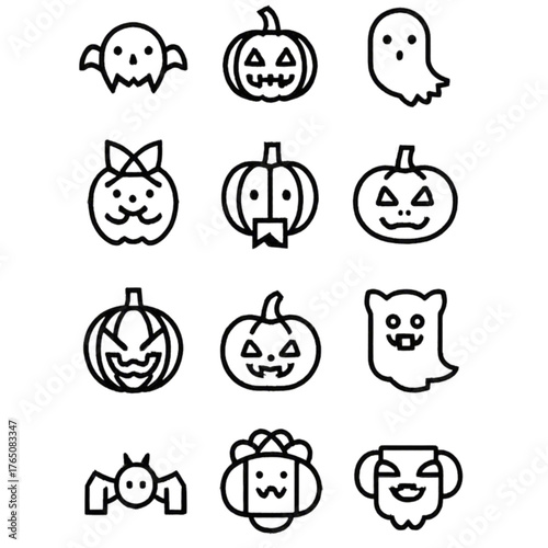 set of halloween icon elements illustrations