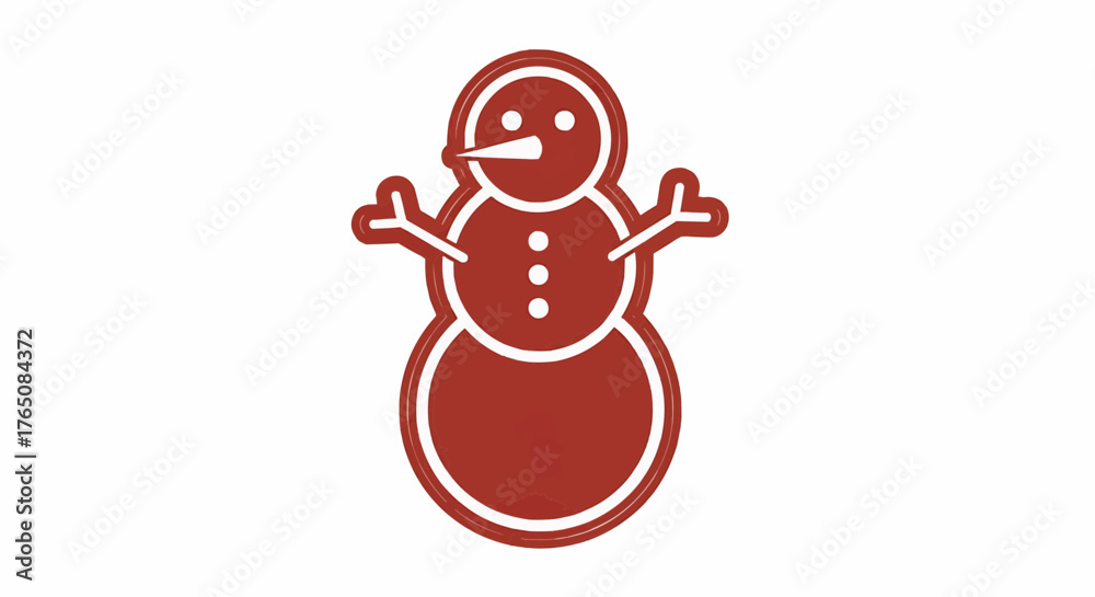 Naklejka premium Christmas illustration of a christmas snowman with a carrot nose and button details in a red color scheme
