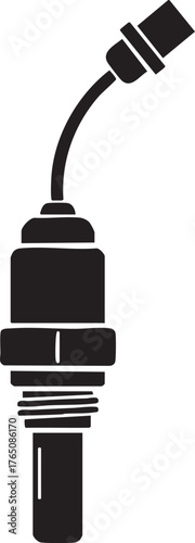 O2 Oxygen Sensor Silhouette Engine Control Minimalist