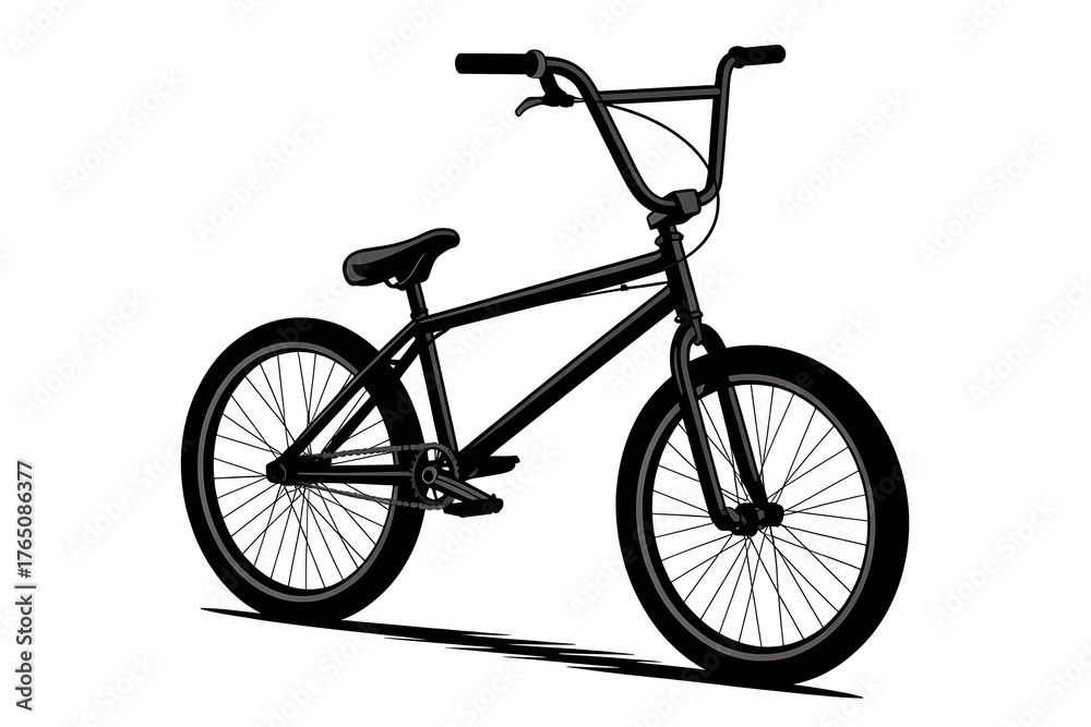 Fototapeta premium Sleek black bicycle with a sturdy frame and wheels, designed for stunts and urban riding.