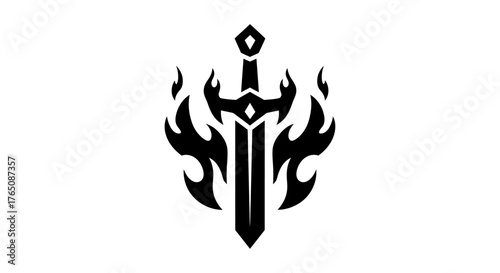 Sword with Flames Icon Bold Symbol of Power and Passion