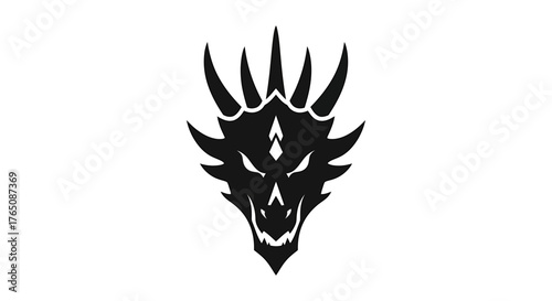 Dragon Head Silhouette Vector Illustration for Fantasy and Mythical Designs