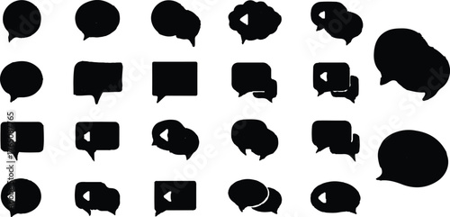 It looks like you've uploaded an image showing a variety of colorful speech bubble icons in different shapes and styles—some with dots, some with arrows, and others in comic-style designs.