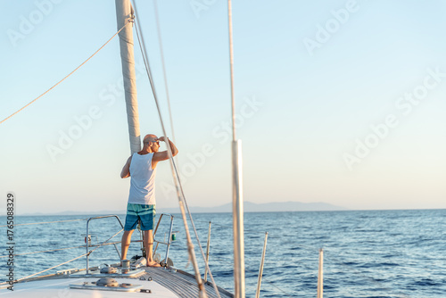 Sailor Enjoying Sailing Adventure in Mediterranean