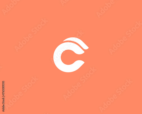 Minimalistic letter C logo. Creative vector monogram. Sign letter C from fingers.