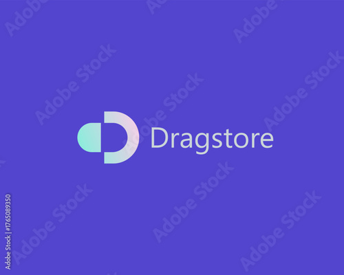 Letter D with capsule gradient logo. Pharmacy drugstore clinic vector logotype.