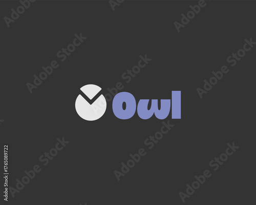 Owl minimalistic logo. Creative wisdom cognition vector sign.