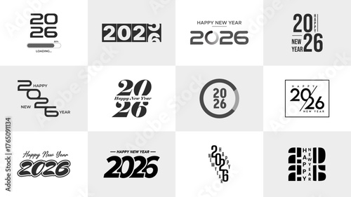 Happy new year 2026 new year 2026 happy celebration holiday greeting card design vector illustration festive event party