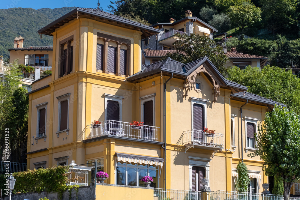 Fototapeta premium Walking in Varenna, one of beautiful villages on Como lake in Lombardy, North of Italy