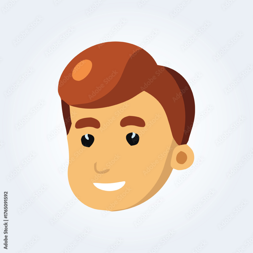 Fototapeta premium A character illustration of a handsome boy's head and short hair
