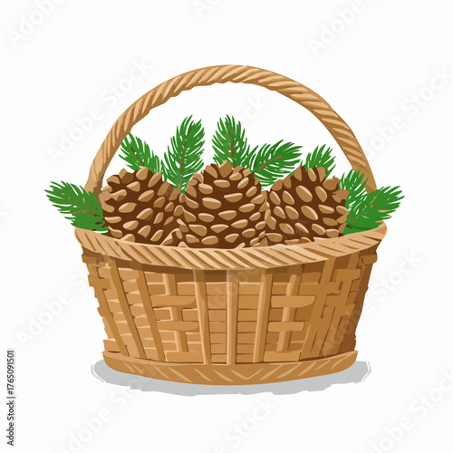 Basket of pinecones
