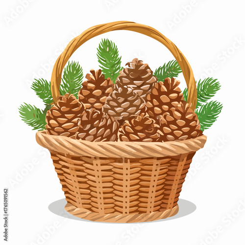 Basket of pinecones
