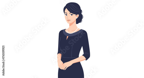 Elegant female portrait in simple style, graceful pose with sophistication