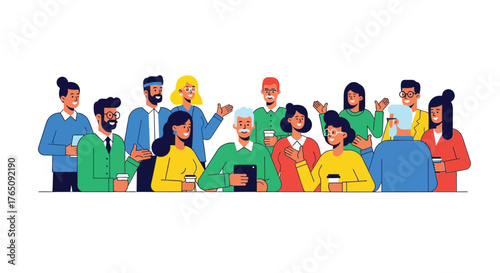 Diverse group illustration, communication and teamwork concept for office