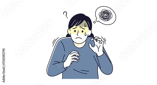 Worried woman with anxiety feeling nervous and confused expression
