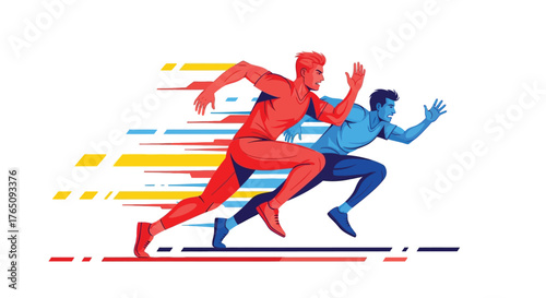 Dynamic running competition symbolizing speed and athleticism, vector illustration