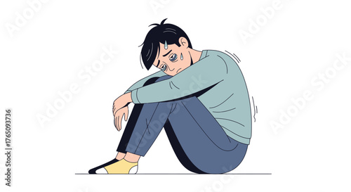 Depressed teenager feeling hopeless, anxiety, stress and sadness