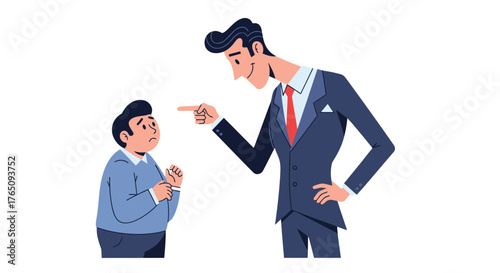 Corporate Power Dynamic Illustration with Blaming and Anxiety Scenes