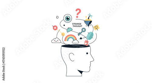 Abstract mind concept with various thoughts and mental representations