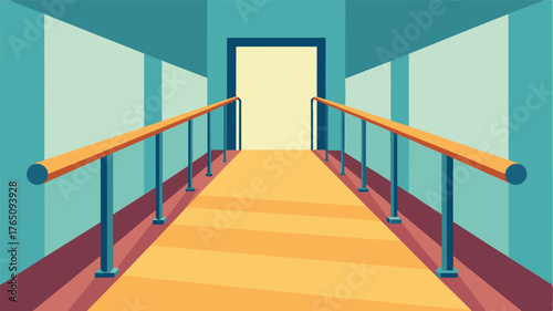 A hallway with handrails or grab bars to help individuals with dementia navigate and maintain balance while walking.. Vector illustration