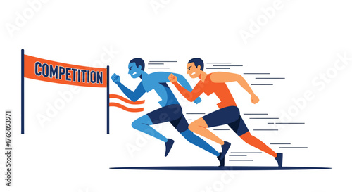 Intense Runners Sprinting towards the Finish Line in a Sport Competition