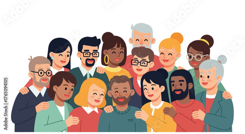 Diverse group expressing togetherness and unity in supportive community
