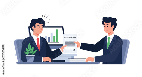 Resignation tendered and received in the office workspace scenario