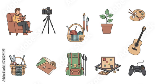 Collection of Hobbies, Leisure Pursuits, and Creative Activities Representation